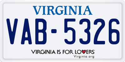 VA license plate VAB5326