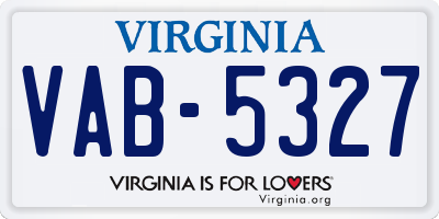 VA license plate VAB5327