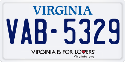 VA license plate VAB5329