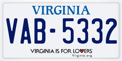 VA license plate VAB5332