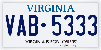 VA license plate VAB5333