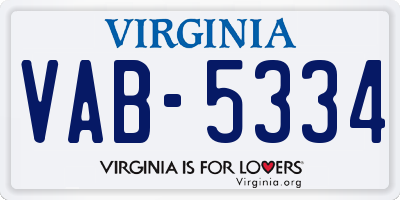 VA license plate VAB5334