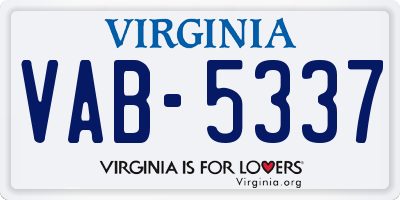 VA license plate VAB5337