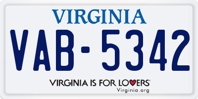 VA license plate VAB5342