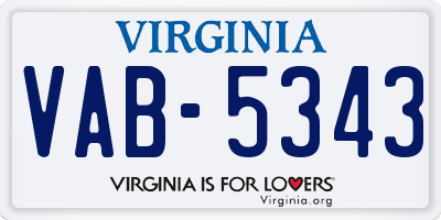 VA license plate VAB5343