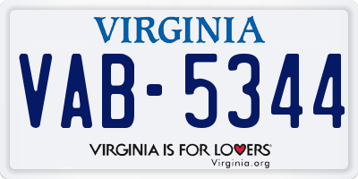 VA license plate VAB5344