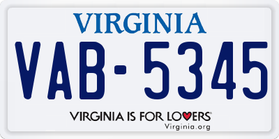 VA license plate VAB5345