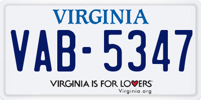 VA license plate VAB5347