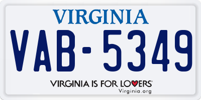 VA license plate VAB5349