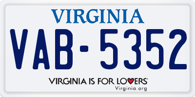VA license plate VAB5352