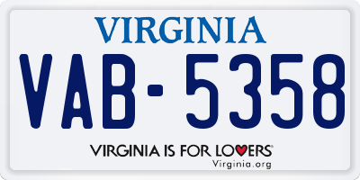 VA license plate VAB5358