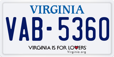 VA license plate VAB5360