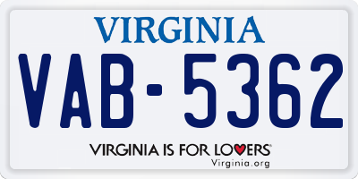 VA license plate VAB5362