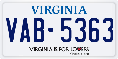 VA license plate VAB5363