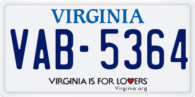 VA license plate VAB5364