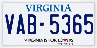 VA license plate VAB5365