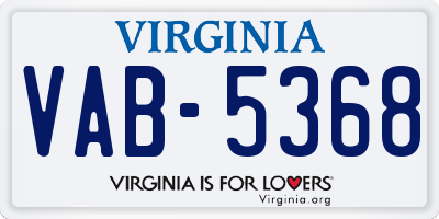 VA license plate VAB5368