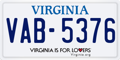 VA license plate VAB5376