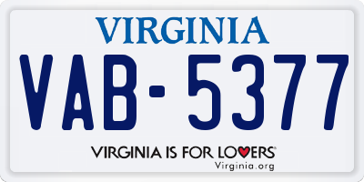 VA license plate VAB5377