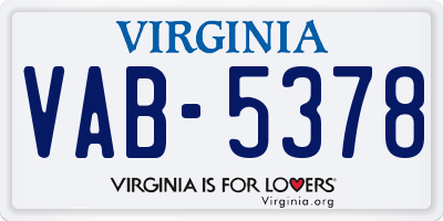 VA license plate VAB5378