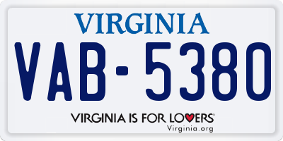 VA license plate VAB5380