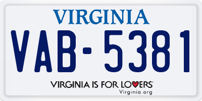 VA license plate VAB5381