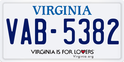 VA license plate VAB5382