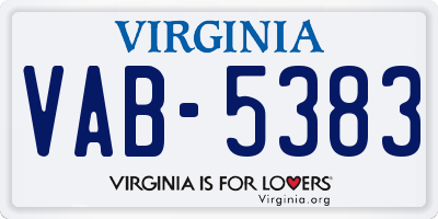 VA license plate VAB5383