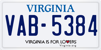 VA license plate VAB5384