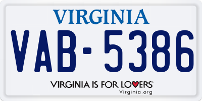 VA license plate VAB5386