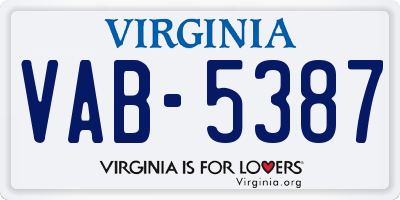 VA license plate VAB5387