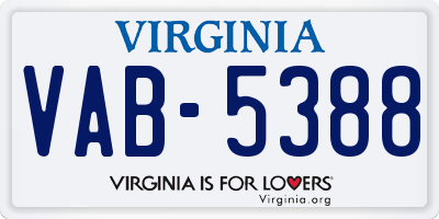 VA license plate VAB5388