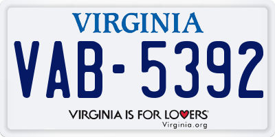 VA license plate VAB5392