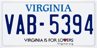 VA license plate VAB5394