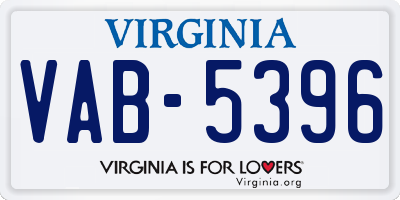 VA license plate VAB5396