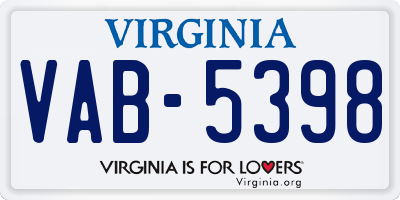 VA license plate VAB5398