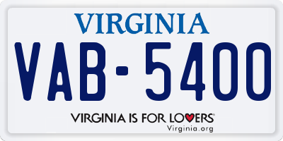 VA license plate VAB5400