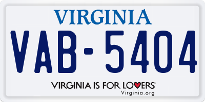 VA license plate VAB5404