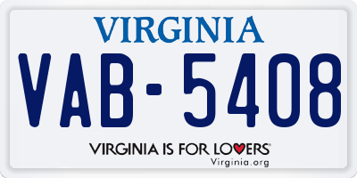 VA license plate VAB5408