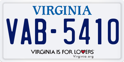 VA license plate VAB5410