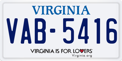 VA license plate VAB5416