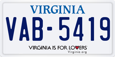 VA license plate VAB5419