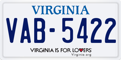 VA license plate VAB5422