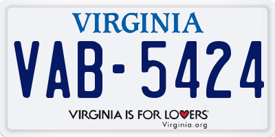 VA license plate VAB5424