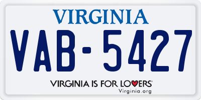 VA license plate VAB5427