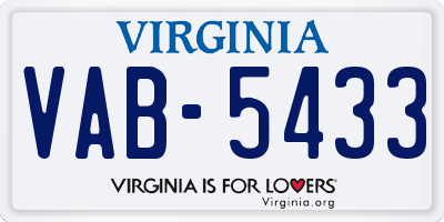 VA license plate VAB5433