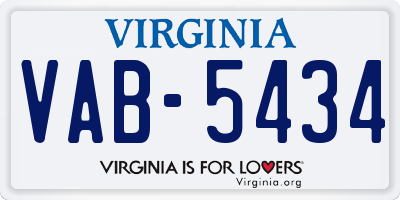 VA license plate VAB5434