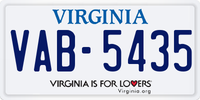VA license plate VAB5435