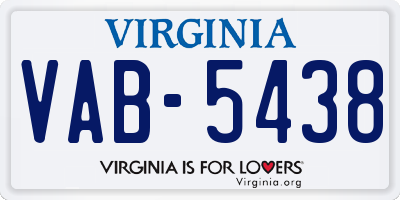 VA license plate VAB5438