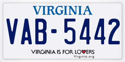 VA license plate VAB5442